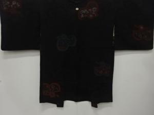 大正ロマン　漆　宝尽くし模様織出し　一ツ紋羽織